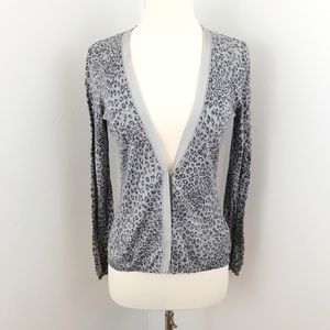 Banana Republic Gray Leopard Print Cardigan